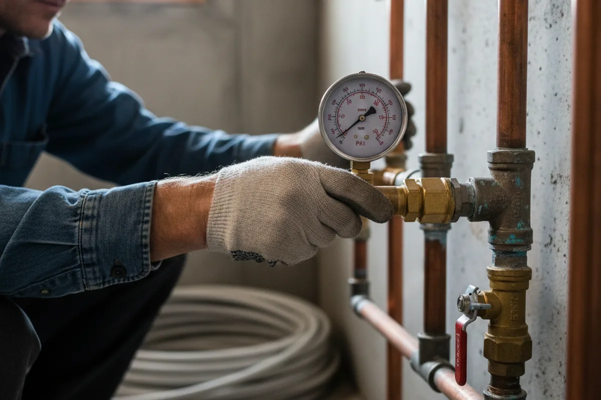 Pressure testing a repaired line during Water Line Repair in Forsyth
